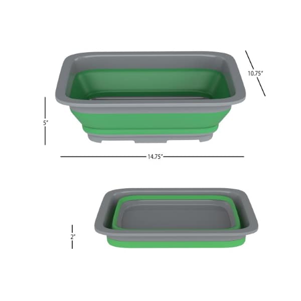 Leisure Sports Collapsible Multiuse Wash Bin Tub-Ice Bucket with 10-liter Capacity for Camping, Tailgating (Green) - 497278SKA