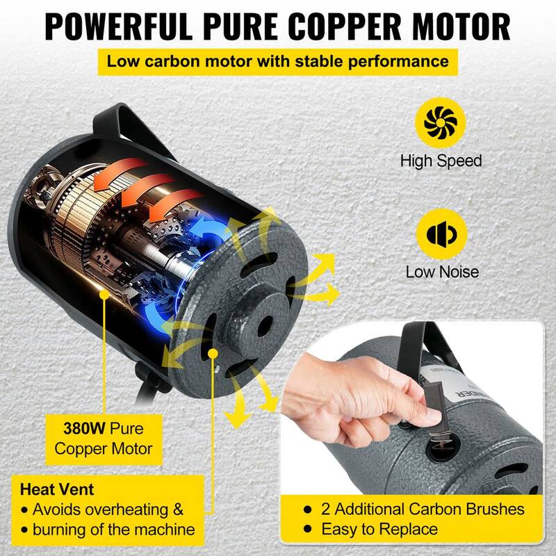 Rectificadora con eje flexible VEVOR de 380 vatios y 500 a 23000 RPM con 1/4 in. 3 mordazas, pedal para pulir y moler joyería - DMJMC380W-JQ6FOF4V1