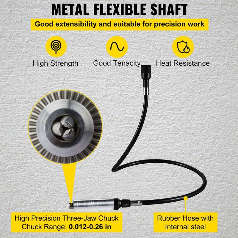Rectificadora con eje flexible VEVOR de 380 vatios y 500 a 23000 RPM con 1/4 in. 3 mordazas, pedal para pulir y moler joyería - DMJMC380W-JQ6FOF4V1