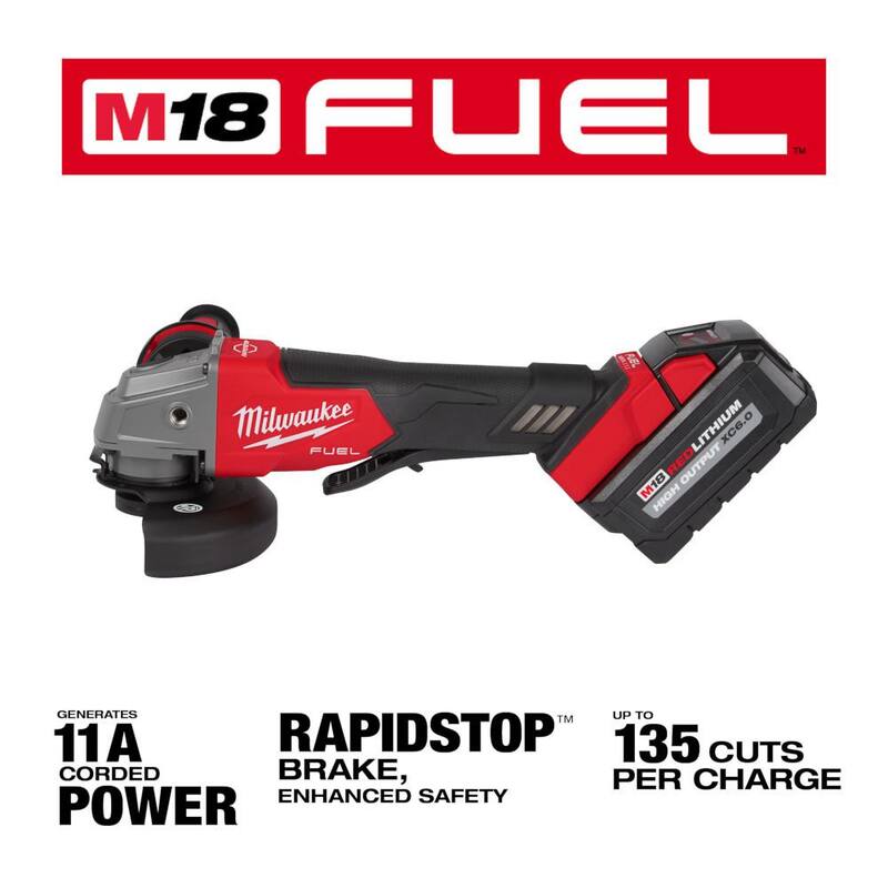 Rectificadora inalámbrica sin escobillas Milwaukee M18 FUEL 18V de 4-1/2 in./5 in., interruptor de paleta con kit de llave de impacto compacta M18 FUEL - 2880-22-2854-20