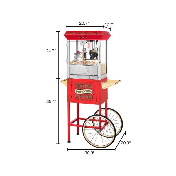 Great Northern Popcorn Great Northern Popcorn 10-Ounce Perfect Machine Electric Countertop Popcorn Maker and Cart, Red - 721652CXU
