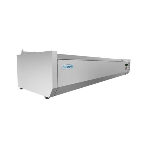 Koolmore 59" Refrigerated Countertop Condiment Prep Rail Sandwich Prep Station with Stainless Steel Cover - SCDC-6P-SSL