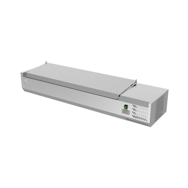 Koolmore 59" Refrigerated Countertop Condiment Prep Rail Sandwich Prep Station with Stainless Steel Cover - SCDC-6P-SSL