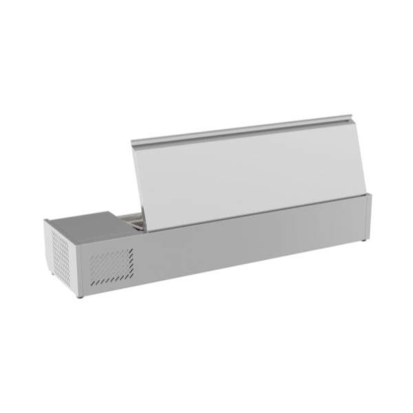 Koolmore 59" Refrigerated Countertop Condiment Prep Rail Sandwich Prep Station with Stainless Steel Cover - SCDC-6P-SSL