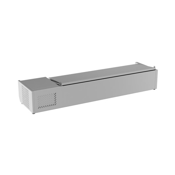 Koolmore 59" Refrigerated Countertop Condiment Prep Rail Sandwich Prep Station with Stainless Steel Cover - SCDC-6P-SSL