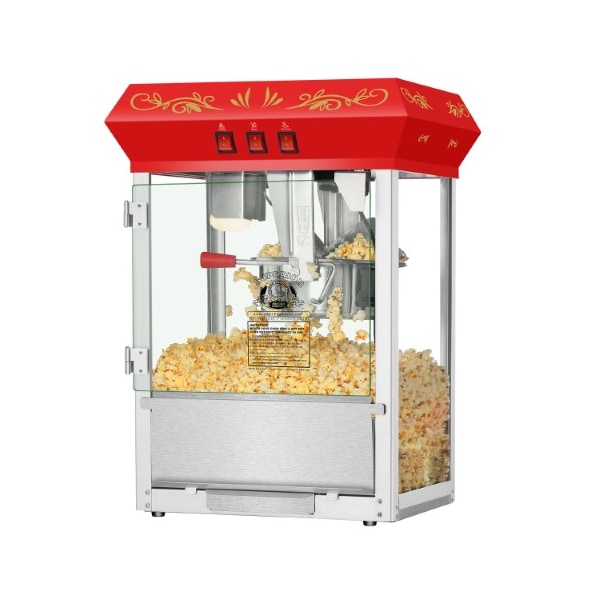 Superior Popcorn Co Countertop Movie Night Popcorn Popper Machine-Makes Approx. 3 Gallons Per Batch-- (8 oz., Red) - 812604WSN