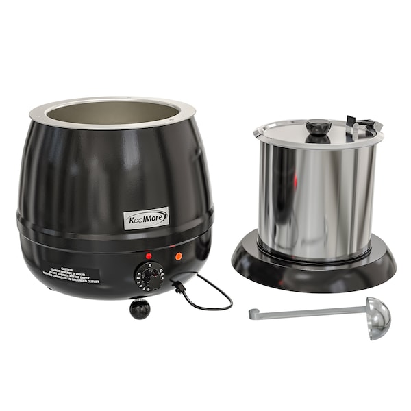 Koolmore Commercial Soup Kettle Warmer with Hinged Lid and Removable Pot Insert - SK-BK-3G