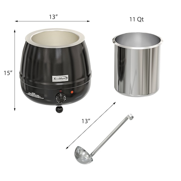 Koolmore Commercial Soup Kettle Warmer with Hinged Lid and Removable Pot Insert - SK-BK-3G