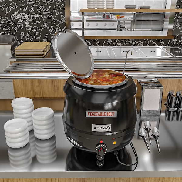Koolmore Commercial Soup Kettle Warmer with Hinged Lid and Removable Pot Insert - SK-BK-3G