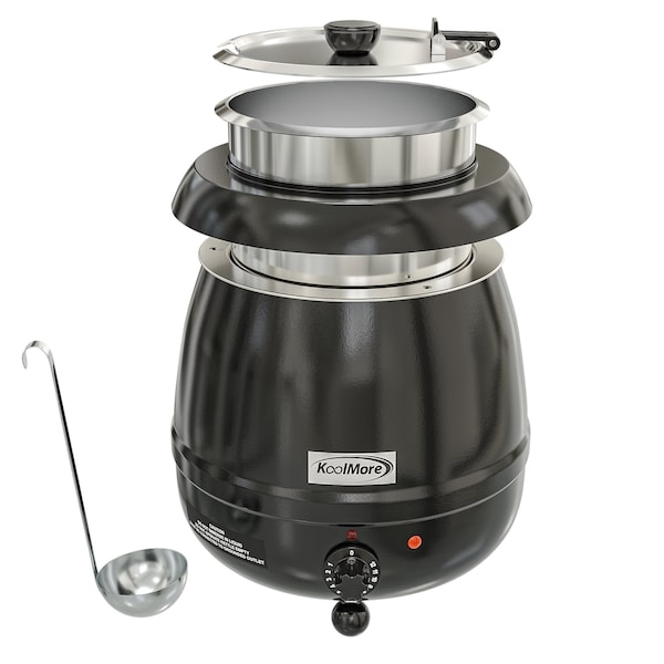 Koolmore Commercial Soup Kettle Warmer with Hinged Lid and Removable Pot Insert - SK-BK-3G