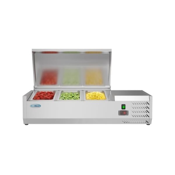 Koolmore 40" Refrigerated Countertop Condiment Prep Rail Sandwich Prep Station - SCDC-3P-SG