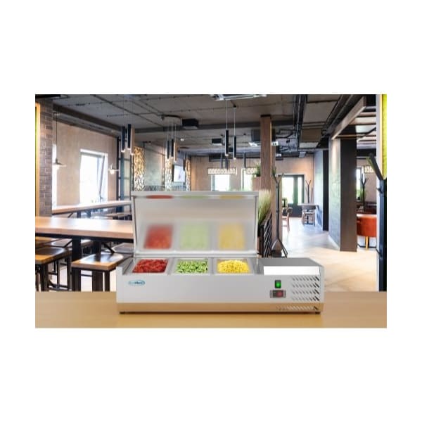 Koolmore 40" Refrigerated Countertop Condiment Prep Rail Sandwich Prep Station - SCDC-3P-SG