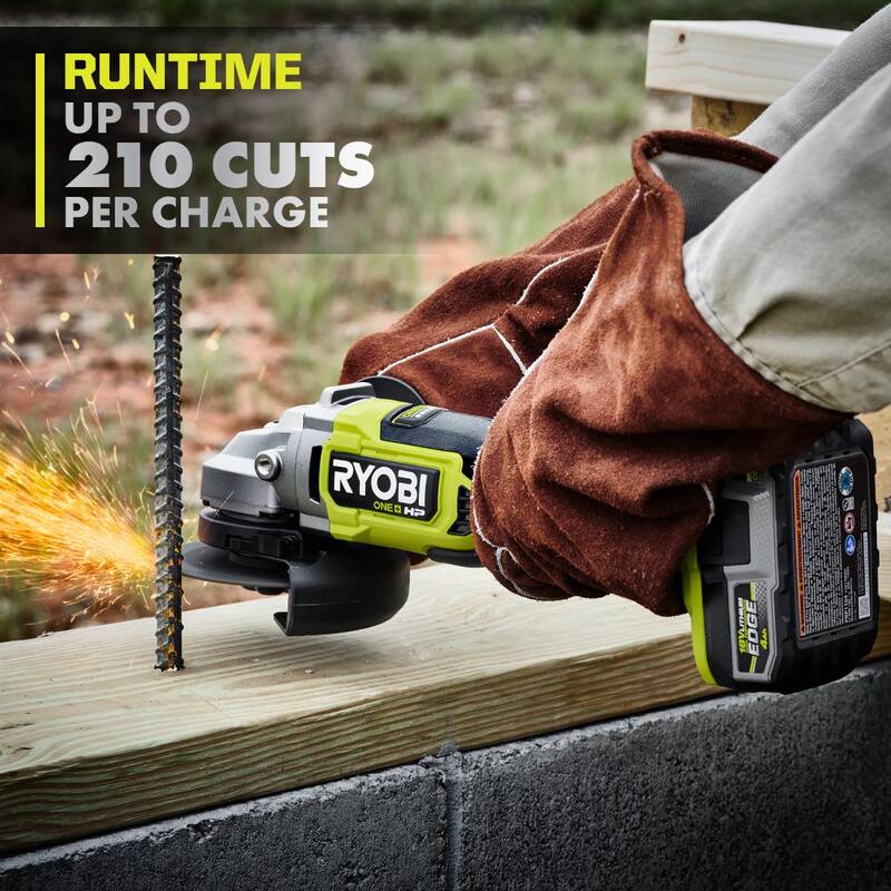 RYOBI ONE+ HP 18V Amoladora Angular Inalámbrica Brushless de 4-1/2 pulgadas con Kit de Batería de 4.0 Ah y Cargador - PBLAG02K1