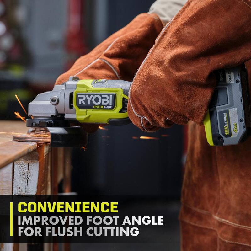 RYOBI ONE+ HP 18V Amoladora Angular Inalámbrica Brushless de 4-1/2 pulgadas con Kit de Batería de 4.0 Ah y Cargador - PBLAG02K1