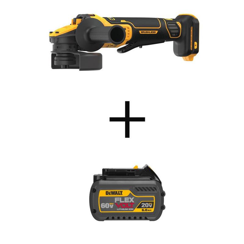 DEWALT 20V MAX Amoladora Angular Inalámbrica sin Escobillas de 4.5 - 5 pulgadas con Interruptor de Paleta, Ventaja FLEXVOLT y (1) Batería de 6.0Ah - DCG416BW606