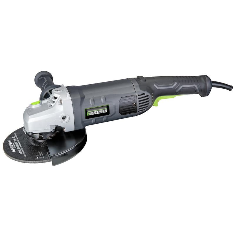 Génesis 15 Amp 7 pulgadas 8,500 RPM Amoladora Angular con Cable con Mango Lateral de 3 Posiciones, 1 Rueda de Rectificado y Protector de Rueda - GAG1570