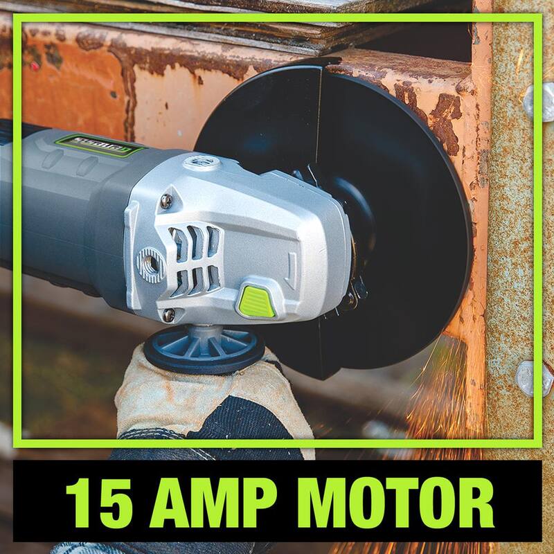 Génesis 15 Amp 7 pulgadas 8,500 RPM Amoladora Angular con Cable con Mango Lateral de 3 Posiciones, 1 Rueda de Rectificado y Protector de Rueda - GAG1570
