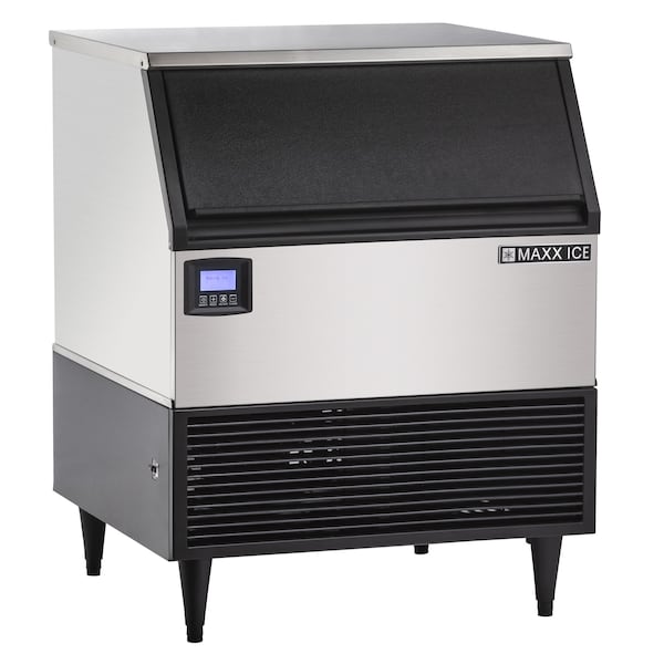 Maxx Ice Intelligent Series Self-Contained Ice Machine, 320 lbs, Dice Ice Cube, Stainless Steel with Black Trim - MIM320N