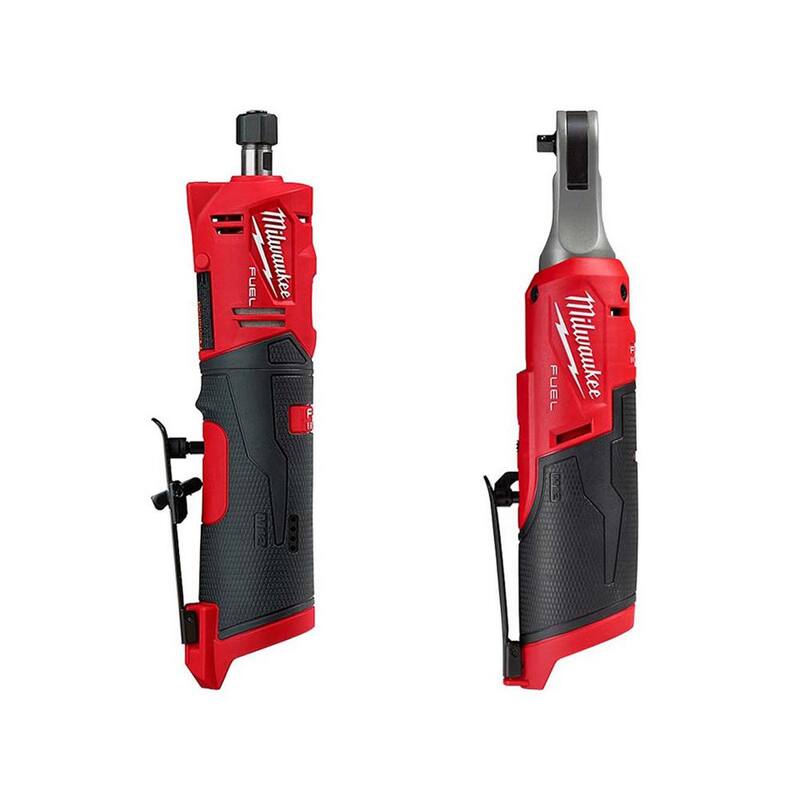 Amoladora recta inalámbrica sin escobillas de 1/4 de pulgada Milwaukee M12 FUEL de 12V con batería de iones de litio y trinquete de alta velocidad M12 de 1/4 de pulgada - 2486-20-2566-20.