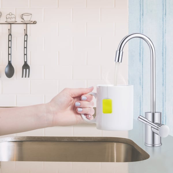 Ready Hot Instant Hot Water Dispenser with Brushed Nickel Hot Water Faucet and Digital Display - 41-RH-300-F570-BN