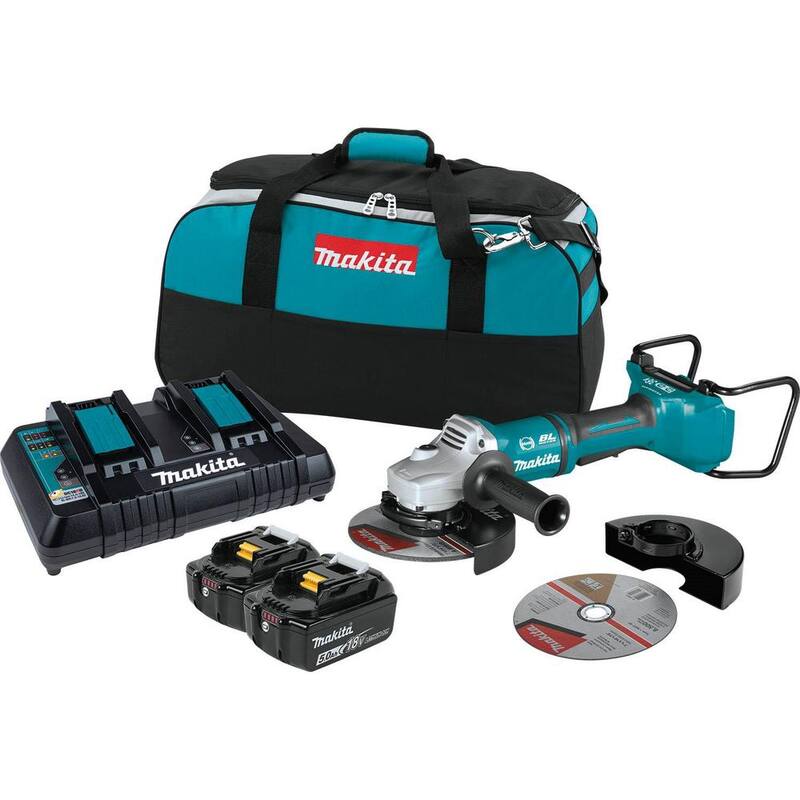 Kit de esmeriladora angular sin escobillas Makita 18V 5.0Ah X2 LXT de iones de litio (36V) - XAG12PT1