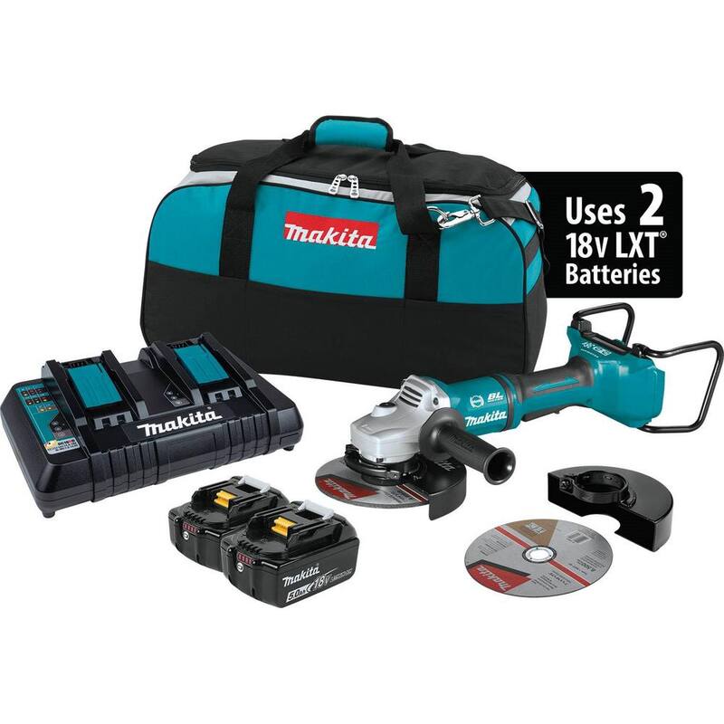 Kit de esmeriladora angular sin escobillas Makita 18V 5.0Ah X2 LXT de iones de litio (36V) - XAG12PT1