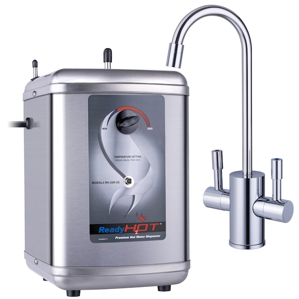 Ready Hot Instant Hot Water Dispenser with Polished Chrome Dual Lever Hot and Cold Water Faucet - 41-RH-200-F560-CH