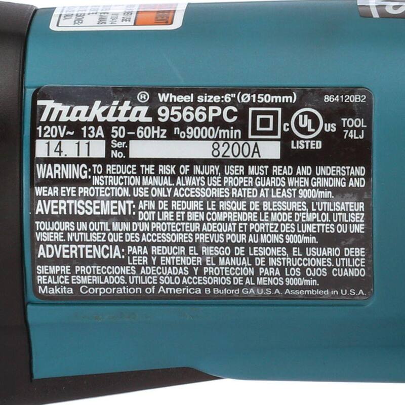 Makita 13 Amp 6 pulgadas. Amoladora de ángulo de corte/apagado con interruptor de paleta de alta potencia SJS - 9566PC