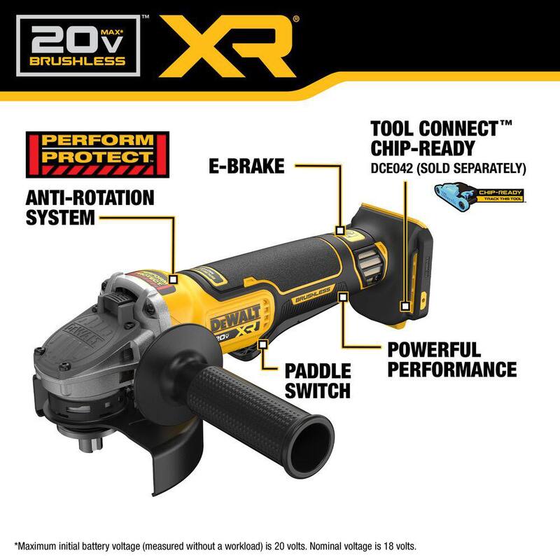 DEWALT 20V MAX XR Amoladora inalámbrica sin escobillas de 4-1/2 a 5 pulgadas (Herramienta solamente) - DCG410B