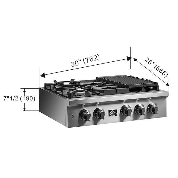 Forno SPEZIA ALTA QUALITA 30In. PRO-STYLE GAS RANGETOP - FCTGS5751-30