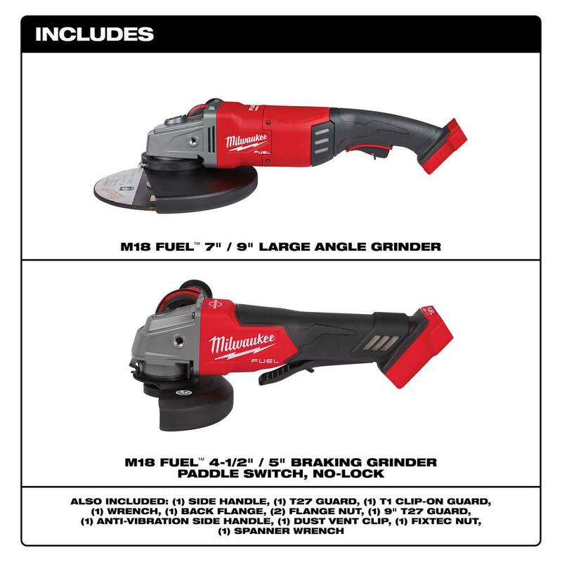Milwaukee M18 FUEL 18V Lithium-Ion Sin Escobillas Cabezal de Ángulo Inalámbrico de 7 pulgadas / 9 pulgadas (Herramienta solamente) con Cabezal de Ángulo sin escobillas - 2785-20-2880-20