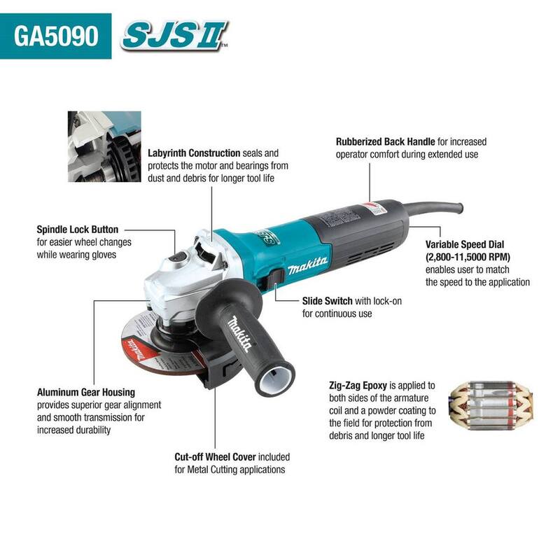 Esmeriladora angular con cable de 5 pulgadas Makita - GA5090