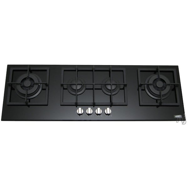 Summit Appliance Summit Appliance GC443BGL 4-burner island gas-on-glass cooktop with sealed burners and cast iron grates - GC443BGL