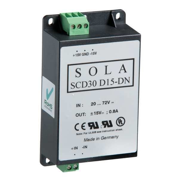 Solahd DC Power Supply, 20/72V DC, 48V DC, 30W, 0.6A, DIN Rail/Chassis - SCD30S48DN