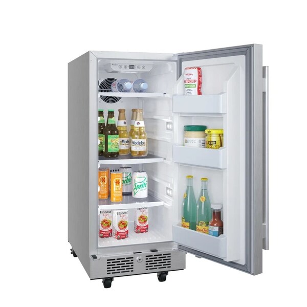 Avallon 15 Inch Wide 33 Cu Ft Outdoor Compact Refrigerator with LED Lighting and Right Swing Door - AFR152SSODRH