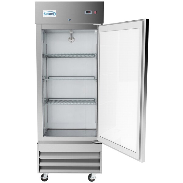 Koolmore 29" Stainless Steel Solid Door Commercial Reach-In Refrigerator Cooler  - 19 cu. ft () - RIR-1D-SS-19C