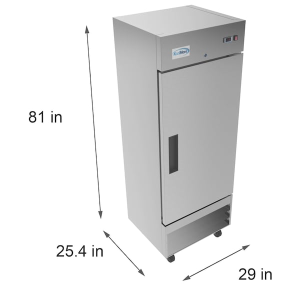 Koolmore 29" Stainless Steel Solid Door Commercial Reach-In Refrigerator Cooler  - 19 cu. ft () - RIR-1D-SS-19C