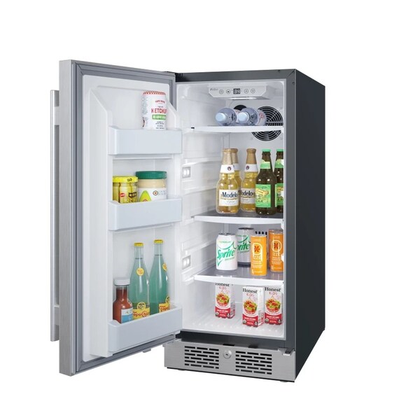 Avallon 15 Inch Wide 33 Cu Ft Compact Refrigerator with LED Lighting and Left Swing Door - AFR152SSLH