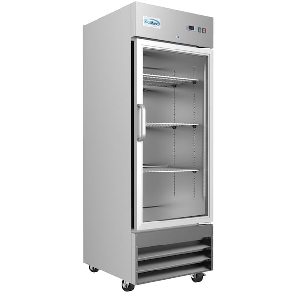 Koolmore 29" Stainless Steel 1 Glass Door Commercial Reach-in Refrigerator Cooler - 23 cu. ft - RIR-1D-GD