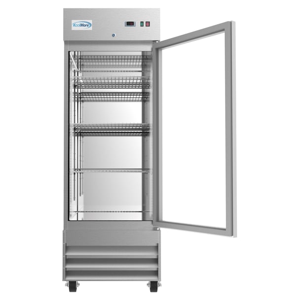 Koolmore 29" Stainless Steel 1 Glass Door Commercial Reach-in Refrigerator Cooler - 23 cu. ft - RIR-1D-GD