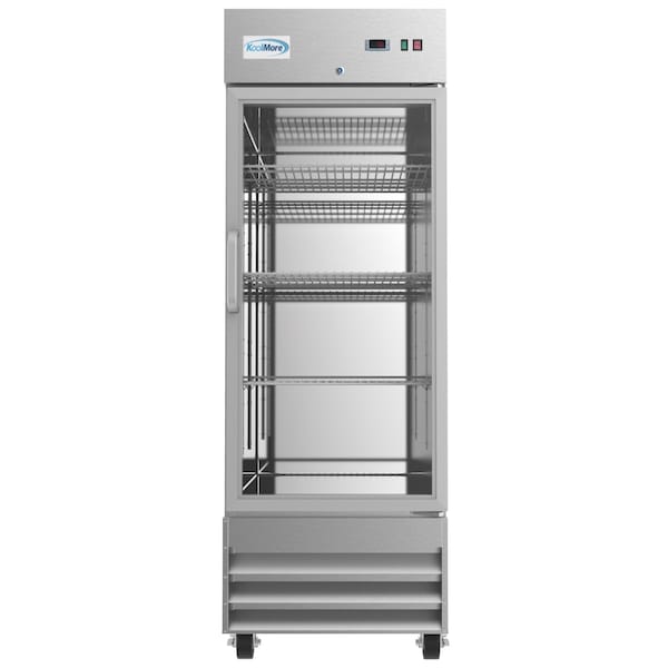 Koolmore 29" Stainless Steel 1 Glass Door Commercial Reach-in Refrigerator Cooler - 23 cu. ft - RIR-1D-GD