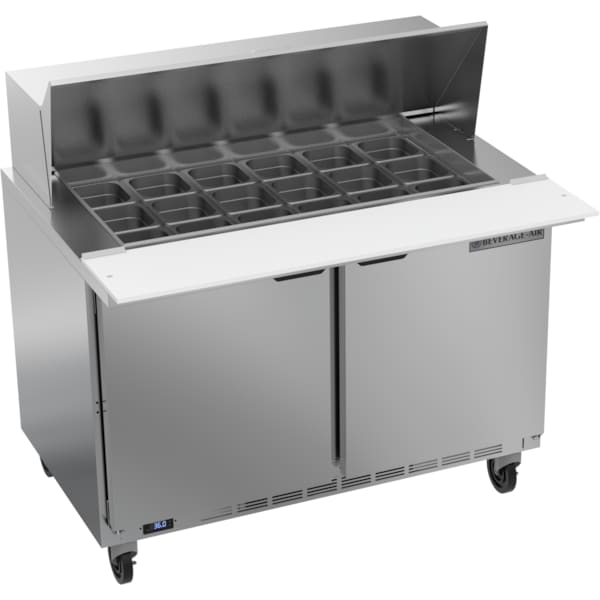 Beverage-Air Refrigerated Sandwich Prep Table, Mega Top, 2 Door, 13.9 cu. Ft, 115 Volt - SPE48HC-18M