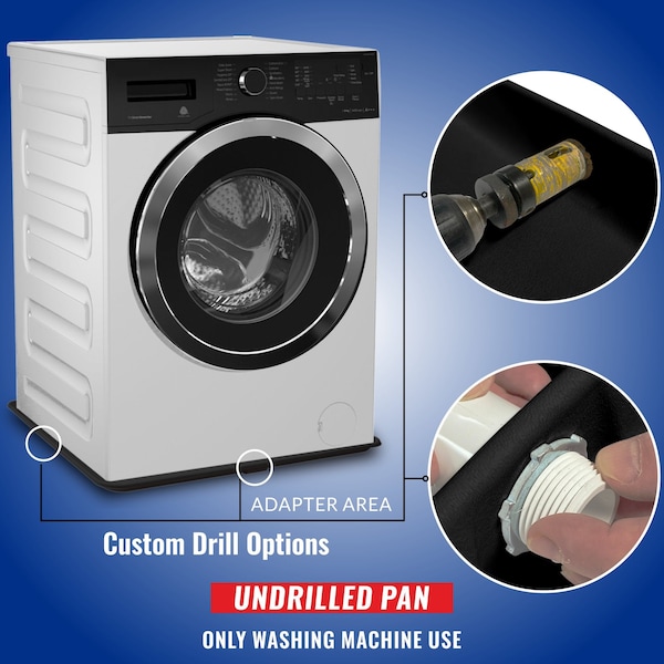 American Built Pro Washing Machine Pan, 30 in x 28 in Plastic Black Undrilled wDrain Hose Adapter, 3PK - WMSP-BUnd P3