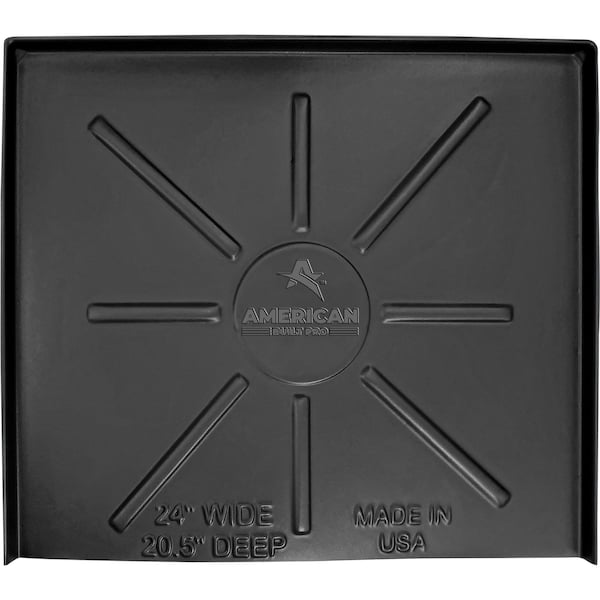 American Built Pro Dishwasher Drain Pan - Open-Ended Directs wtr Upfront for Leak Detection  - 24 inch x 20.5 inch, Blk - DWP-1B