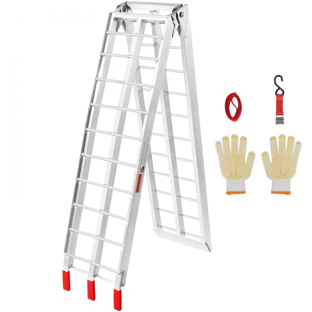 VEVOR Motorcycle Ramps, 750lbs Folding Loading Ramps for Pickup Trucks Bed, Trailers Ramp with Load Straps for Motorcycle, Dirt Bike, UTV, Lawn Mower, Truck, Snowblower, Cargo Trailer, 89"L x 12"W,1Pc - ZZGXPDBLZ7501SFCXV0