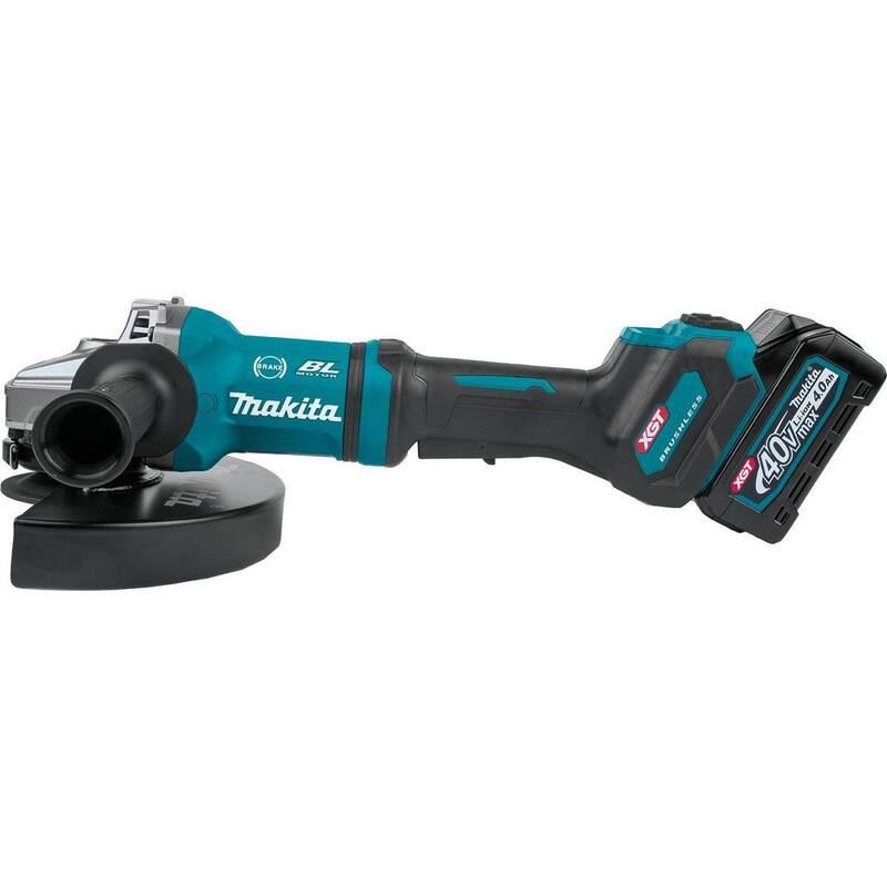 Kit de amoladora angular inalámbrica con interruptor de paleta de 7 pulgadas / 9 pulgadas Makita 40V Max XGT sin escobillas con freno eléctrico, compatible con AWS (4.0 Ah) - GAG10M1