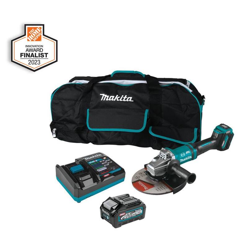 Kit de amoladora angular inalámbrica con interruptor de paleta de 7 pulgadas / 9 pulgadas Makita 40V Max XGT sin escobillas con freno eléctrico, compatible con AWS (4.0 Ah) - GAG10M1