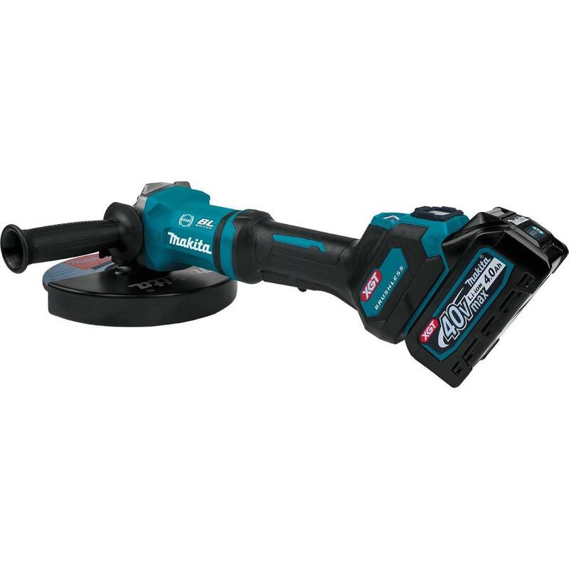 Kit de amoladora angular inalámbrica con interruptor de paleta de 7 pulgadas / 9 pulgadas Makita 40V Max XGT sin escobillas con freno eléctrico, compatible con AWS (4.0 Ah) - GAG10M1