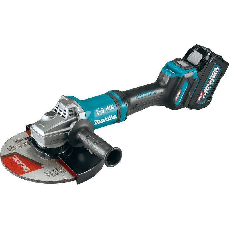Kit de amoladora angular inalámbrica con interruptor de paleta de 7 pulgadas / 9 pulgadas Makita 40V Max XGT sin escobillas con freno eléctrico, compatible con AWS (4.0 Ah) - GAG10M1