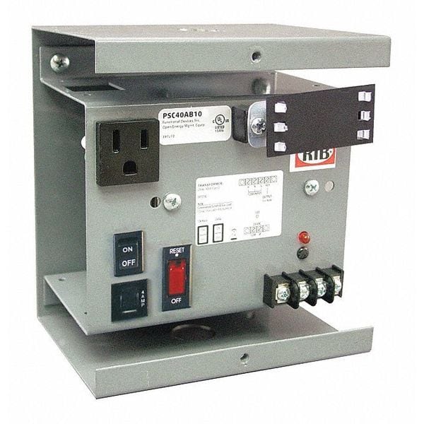 Functional Devices-Rib Enclosed Power Supply, 120V AC, 24V AC, 100VA, Mounting Plate - PSC40AB10